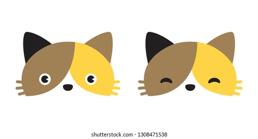 cat vector calico head icon logo kitten cartoon character illustration doodle
