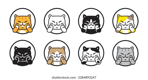 cat vector calico kitten icon logo pet smiling breed circle symbol cartoon character doodle stamp design animal illustration isolated