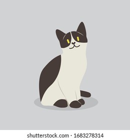 cat vector cartoon illustration. Cute friendly welsh cat, isolated on grey. Pets, animals, cat theme design element in contemporary simple flat style