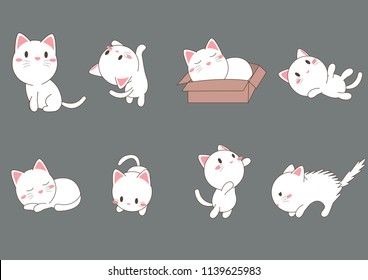 cat vector cartoon set,cat action collection