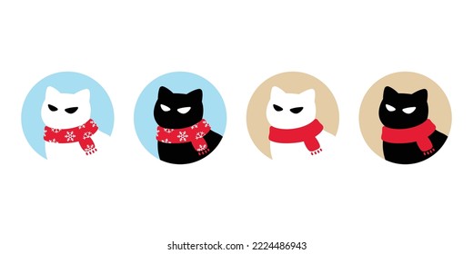 cat vector chriatmas santa claus scarf icon snowflake kitten calico character cartoon logo stamp tattoo symbol doodle animal illustration isolated design