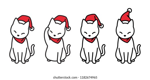cat vector Christmas Santa Claus hat Xmas icon kitten logo calico cartoon character illustration doodle