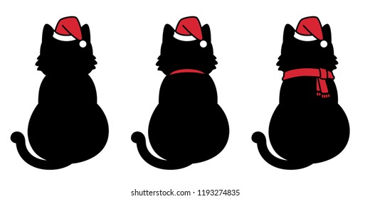 cat vector Christmas Santa Claus hat Xmas icon kitten calico logo cartoon character illustration doodle black