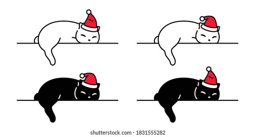 cat vector Christmas Santa Claus hat calico kitten sleeping icon logo symbol character cartoon illustration design