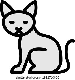 cat vector color line icon