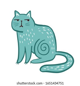 Cat. Vector color sketch of a cat in doodle style. Illustration in cartoon style. Animal illustration
