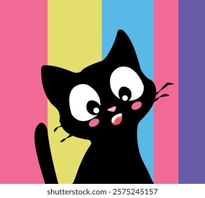 cat vector, cute, happy cat, smile, black cat