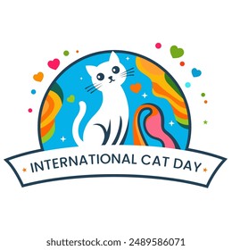 Cat vector design colorful for International Cat Day on August 8th.