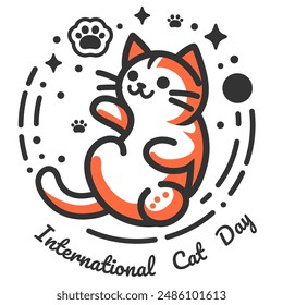 Cat Vector Design with Icon for International Cat Day on 8th of August.