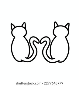 cat vector design illustration flat style black line color suitable for symbol  icon animal pet template sticker sign hallowen