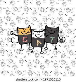 cat vector design for screen printing clothes and others