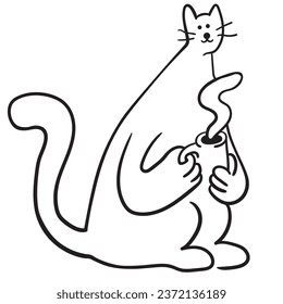 cat in vector.pet in doodle style. cartoon cat with black line. Template for logo poster icon for application website. A series of animal images in flat style