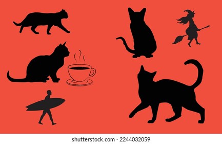 Archivos vectoriales de gato y camiseta de gato 