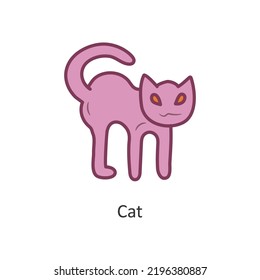 Cat vector filled outline Icon Design illustration. Halloween Symbol on White background EPS 10 File