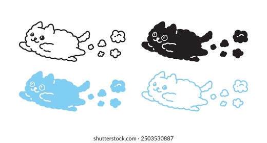 cat vector fluffy kitten jumping icon logo cloud calico neko cartoon pet doodle symbol isolated illustration design