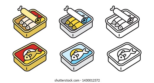 Cat Vector Food Fish Can Tuna Salmon Kitten Calico Icon Symbol Logo Cartoon Character Doodle Illustration Design