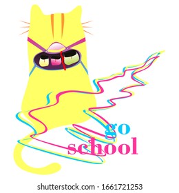 El gato va a la ilustración del vector escolar