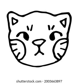 Cat vector graphics. A black and white image of a simple animal. For stickers, books, logos.