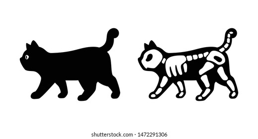 cat vector Halloween icon kitten skull logo bone skeleton symbol cartoon character illustration doodle design