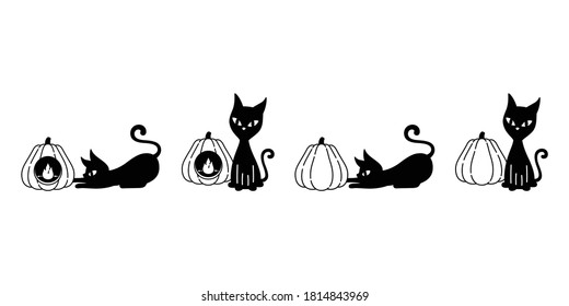 cat vector Halloween kitten pumpkin lamp black calico icon logo symbol ghost character cartoon doodle illustration design