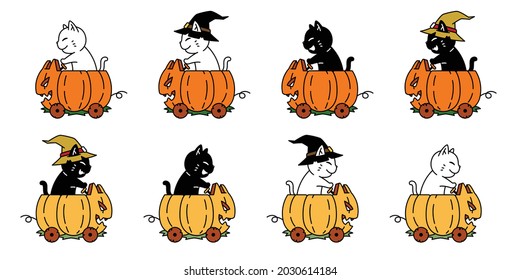 cat vector Halloween pumpkin car kitten riding icon cartoon character ghost calico logo symbol doodle illustration design