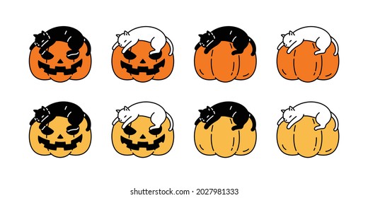 cat vector Halloween pumpkin kitten calico icon logo symbol ghost cartoon character doodle illustration design