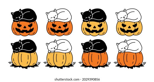 cat vector Halloween pumpkin kitten ghost calico icon logo symbol cartoon character doodle illustration design