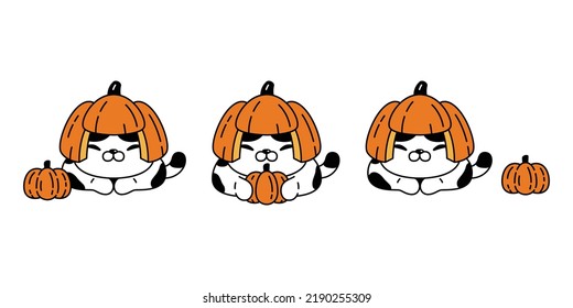 ilustración de caricatura del personaje de gatito de calabaza de halloween