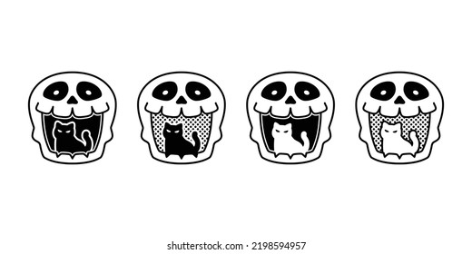 cat vector halloween skull bone icon kitten calico logo symbol ghost breed cartoon character lamp illustration doodle clip art isolated design