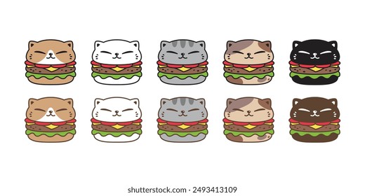 Katze Hamburger Kätzchen Cartoon Illustration