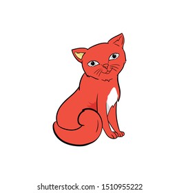 cat vector hand drawing color 