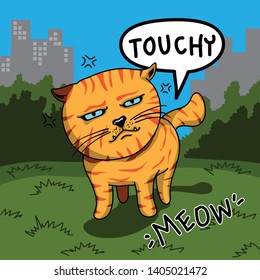 Cat Vector hand drawn.Cute kitten illustration.Touchy