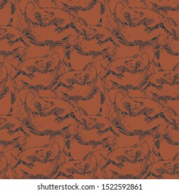 Cat. Vector hand-drawn cat image. Seamless pattern.