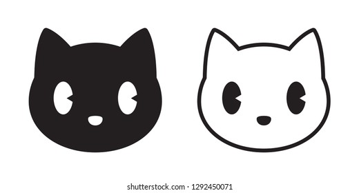 cat vector head calico black white kitten icon cartoon character illustration