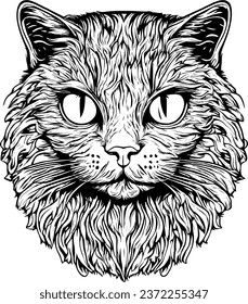 cat vector head icon cartoon character illustration isolated on transparent background