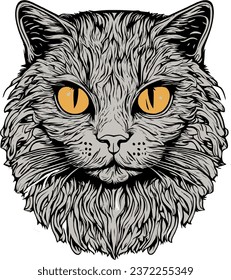 cat vector head icon cartoon character illustration isolated on transparent background