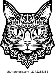 cat vector head icon cartoon character illustration isolated on transparent background