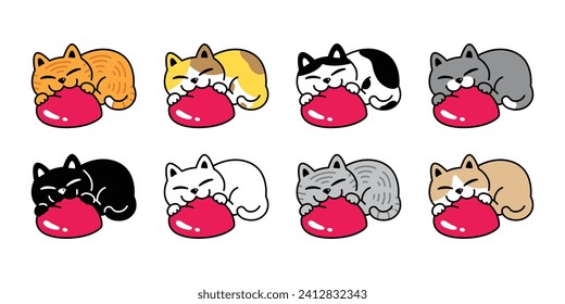 ilustración del gatito de dibujos animados con control de corazón de gato