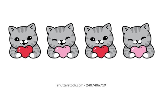 cat vector hug heart valentine icon kitten calico neko pet cartoon character logo symbol illustration clip art isolated