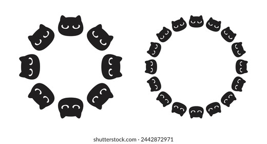 cat vector icon black kitten face head logo round calico neko eye pet cartoon character munchkin illustration symbol clip art isolated design