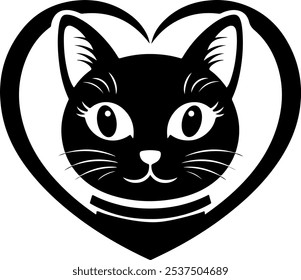   Icono de Vector de gato blanco y negro