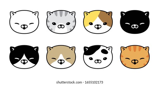 cat vector icon calico kitten breed logo symbol face head character cartoon doodle illustration design