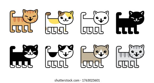 cat vector icon calico kitten character cartoon pet breed logo symbol illustration animal doodle design