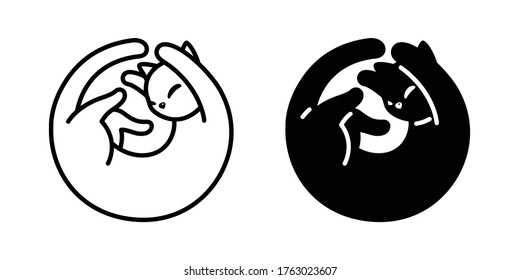 cat vector icon calico kitten character cartoon sleeping pet breed logo symbol illustration animal doodle design