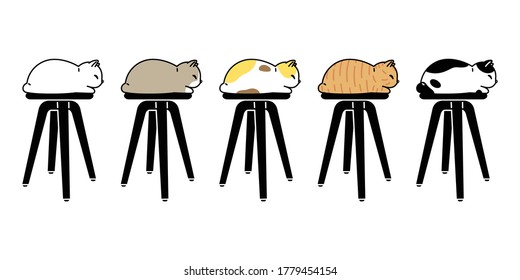 cat vector icon calico kitten character chair sleeping cartoon pet breed logo symbol illustration animal doodle design