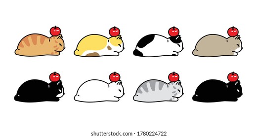 caricatura del personaje del gato ilustración kitten apple