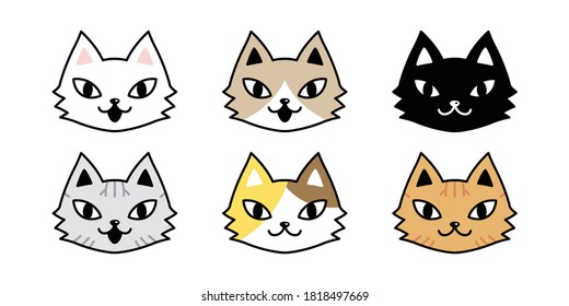 cat vector icon calico kitten face head character cartoon pet breed logo symbol doodle illustration animal design