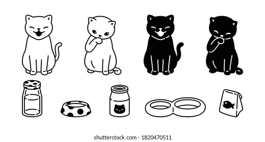 cat vector icon calico kitten character cartoon pet food blow milk logo symbol doodle illustration animal design
