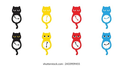 cat vector icon clock kitten calico neko pet cartoon character illustration symbol isolated clip art design
