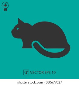 Cat vector icon EPS 10. Simple isolated cat silhouette.